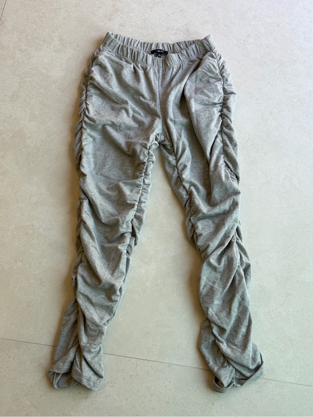 Ruched Heather Gray Jogger Leggings